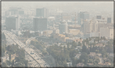 An Ad For An Air Purifier For Smoke Shows A City With Smog GIF