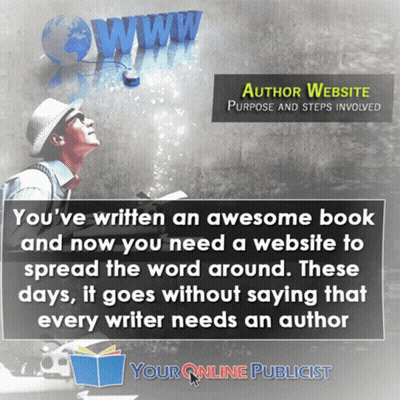 An Ad For Author Website Purpose And Steps Involved Shows A Man In A Hat GIF
