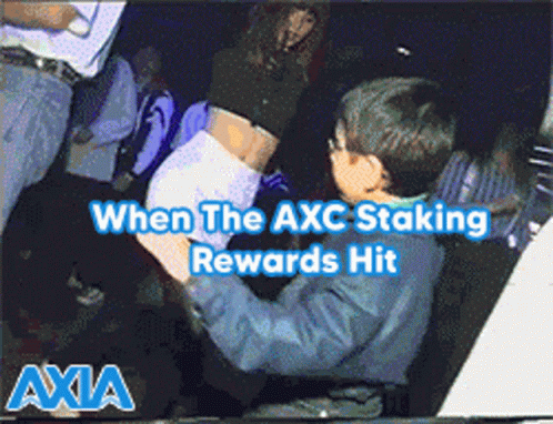 An Ad For Axc Staking Rewards That Shows A Man Reaching For A Woman 'S Butt GIF