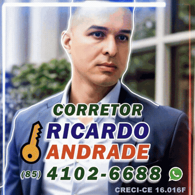 An Ad For Corretor Ricardo Andrade Shows A Man In A Suit And White Shirt GIF