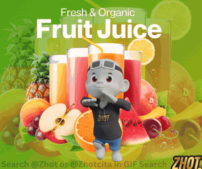 An Ad For Fresh And Organic Fruit Juice GIF