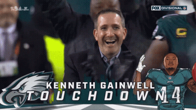 An Ad For Kenneth Gainwell Touchdown 14 With An Eagles Logo GIF