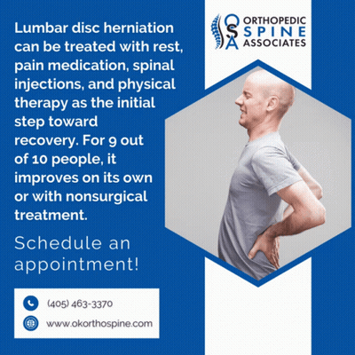 An Ad For Orthopedic Spine Associates Shows A Man Holding His Back GIF