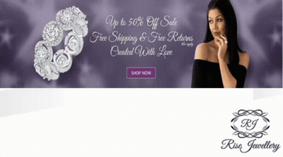 An Ad For Rise Jewellery Shows A Woman And A Ring GIF