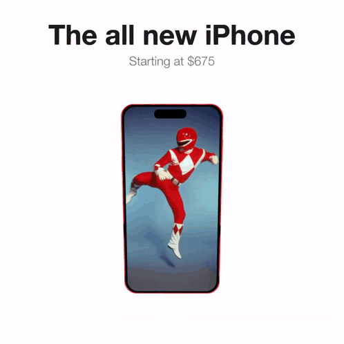 An Ad For The All New Iphone Shows A Red Ranger GIF