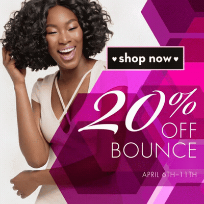 An Advertisement For A 20 % Off Bounce On April 6Th Through 11Th GIF