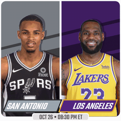 An Advertisement For A Basketball Game Between San Antonio And Los Angeles GIF