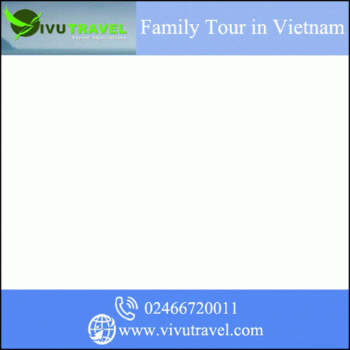 An Advertisement For A Family Tour In Vietnam Shows A Boy Riding A Water Buffalo GIF