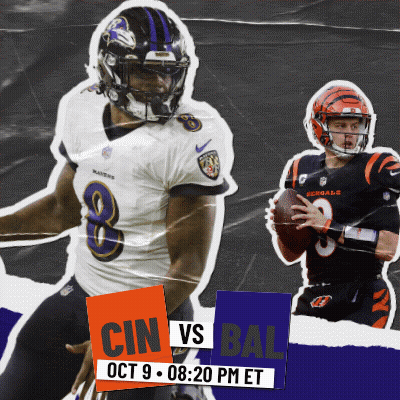 An Advertisement For A Football Game Between The Bengals And The Ravens GIF