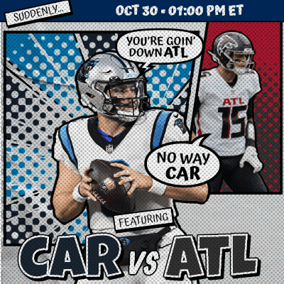 An Advertisement For A Football Game Between The Carolina Panthers And Atlanta Falcons GIF