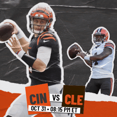 An Advertisement For A Football Game Between The Cincinnati And Cleveland Teams GIF
