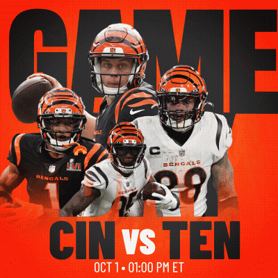 An Advertisement For A Football Game Between The Cincinnati Bengals And Tennessee Titans GIF