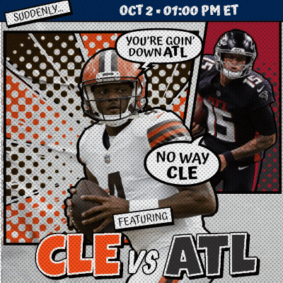 An Advertisement For A Football Game Between The Cleveland Browns And Atlanta Falcons GIF