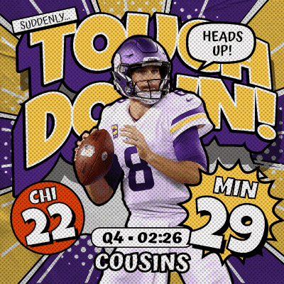 An Advertisement For A Football Game Between The Vikings And Cousins GIF