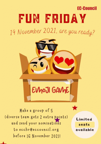 An Advertisement For A Fun Friday Event With Emojis In A Cardboard Box GIF