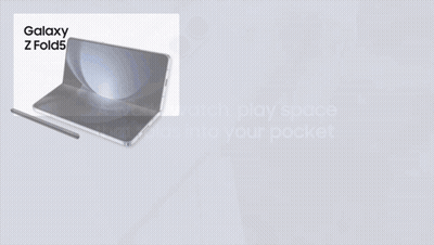An Advertisement For A Galaxy Z Fold 5 Shows The Specifications Of The Phone GIF