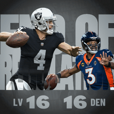 An Advertisement For A Game Between The Raiders And The Broncos GIF