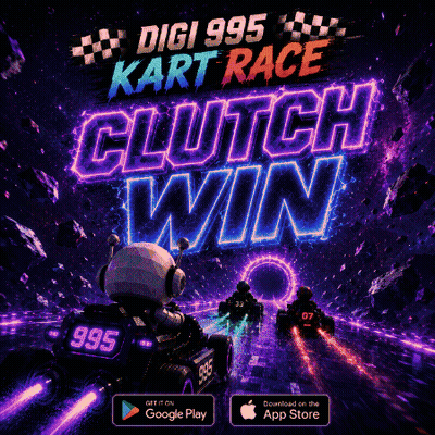 An Advertisement For A Game Called Digi 995 Kart Race GIF