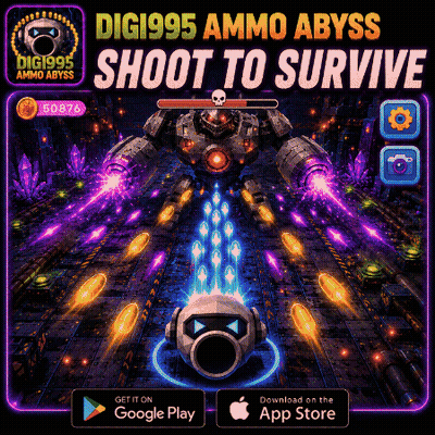 An Advertisement For A Game Called Digi995 Ammo Abyss Shoot To Survive GIF