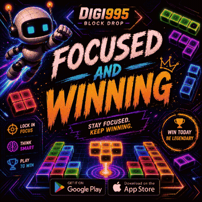 An Advertisement For A Game Called Digi995 Block Drop GIF