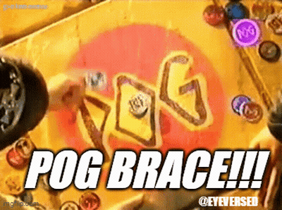 An Advertisement For A Game Called Pog Brace GIF