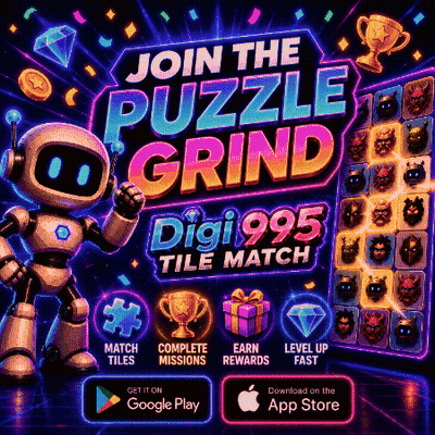 An Advertisement For A Game Called Puzzle Grind With A Robot GIF