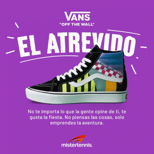 An Advertisement For A Pair Of Vans Shoes Says El Rudo GIF