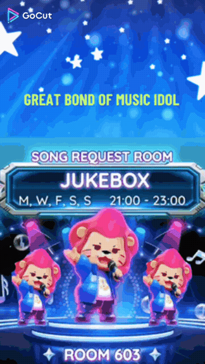 An Advertisement For A Song Request Room Called Jukebox Room 603 GIF