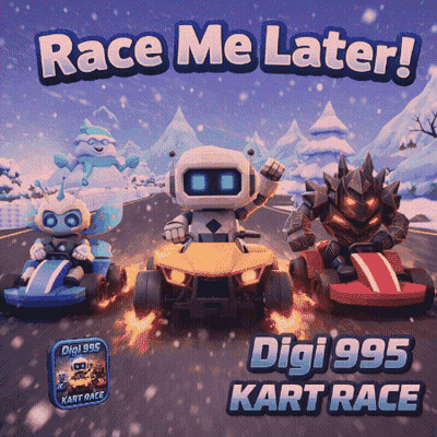 An Advertisement For A Video Game Called Digi 995 Kart Race GIF