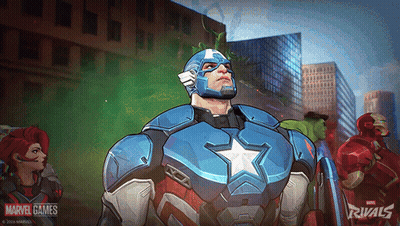 An Advertisement For A Video Game Called Rivals Shows Captain America GIF
