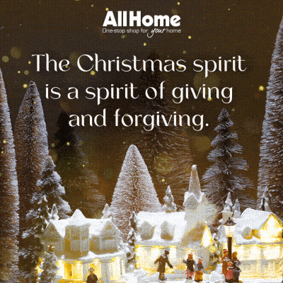 An Advertisement For All Home Shows A Christmas Scene GIF