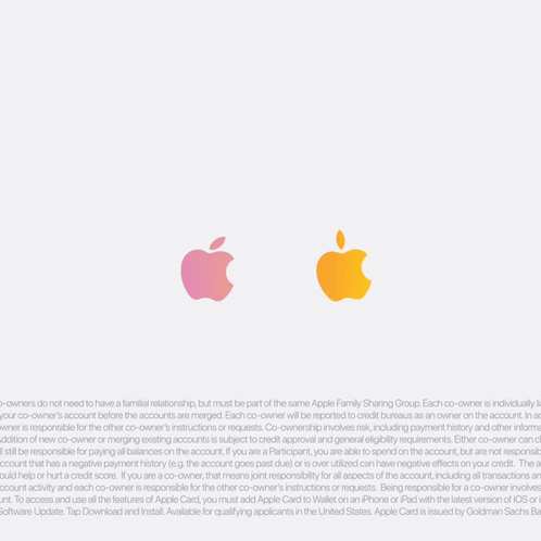 an advertisement for an apple card with a pink apple in the center
