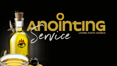 An Advertisement For Anointing Service Shows A Bottle Of Olive Oil And Olives GIF