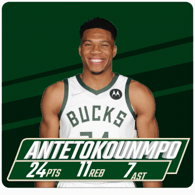 An Advertisement For Antetokounmpo Shows Him Wearing A White Bucks Jersey GIF