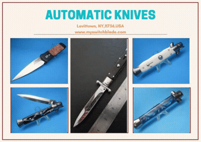 An Advertisement For Automatic Knives In Levittown New York GIF