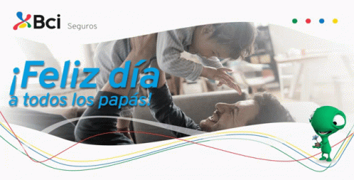 An Advertisement For Bci Seguros Shows A Man And A Child On A Couch GIF