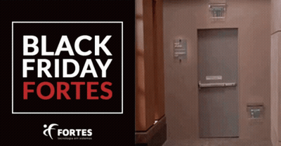 An Advertisement For Black Friday Fortes Shows An Elevator GIF