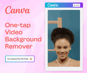 An Advertisement For Canva Shows A Woman Smiling GIF