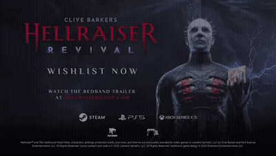 An Advertisement For Clive Barkers ' Hellraiser Revival Shows A Man With Spikes On His Head GIF