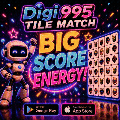 An Advertisement For Digi995 Tile Match With A Robot On It GIF