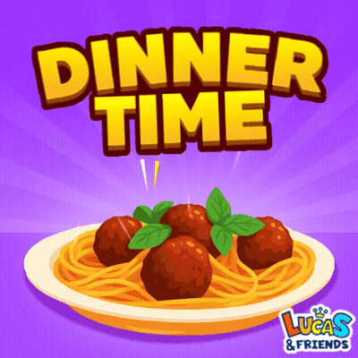 An Advertisement For Dinner Time Lucas & Friends GIF