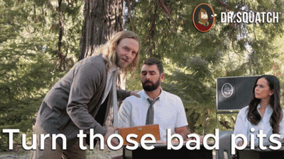 An Advertisement For Dr.squatch Shows A Man Putting His Hand On A Man 'S Shoulder GIF