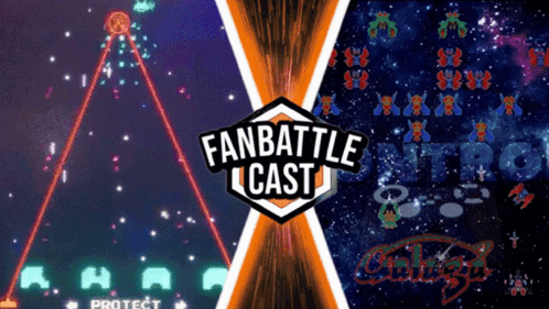 An Advertisement For Fanbattle Cast With A Picture Of A Game On The Left And A Picture Of A Game On The Right GIF