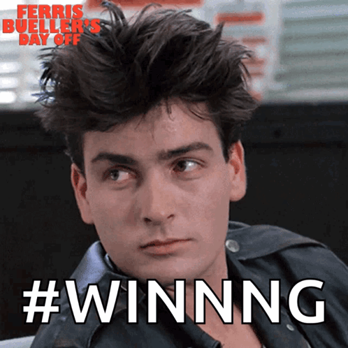 An Advertisement For Ferris Bueller 'S Day Off With A Picture Of A Young Man GIF