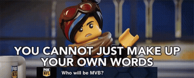 An Advertisement For Fox Nfl Shows A Lego Figure And Says " You Cannot Just Make Up Your Own Words " GIF