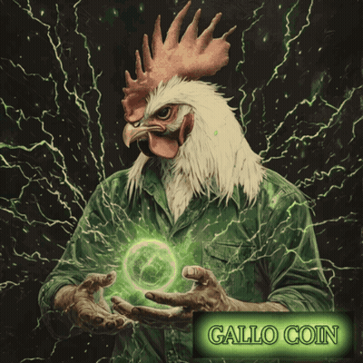 An Advertisement For Gallo Coin Shows A Man With A Chicken Head GIF