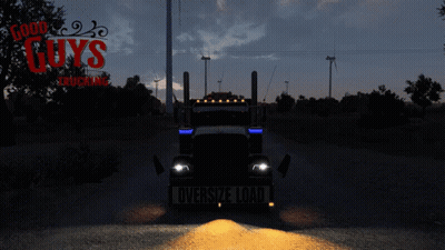 An Advertisement For Good Guys Trucking Shows A Truck GIF