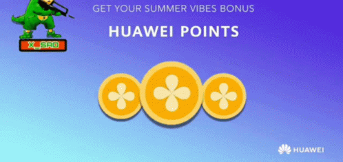 An Advertisement For Huawei Points That Says Get Your Summer Vibes Bonus On It GIF