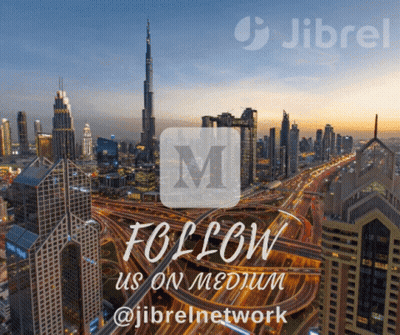 An Advertisement For Jibrel Network Shows A Cityscape GIF