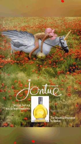 Jontue Perfume Ad Woman On Unicorn GIF